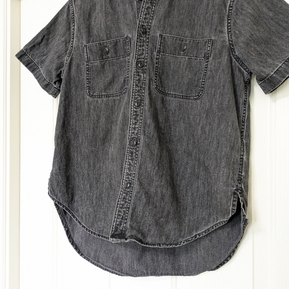 MADEWELL Denim Oversized Ex-Boyfriend Shirt in Lunar Black XXSmall Womens MA666 - Picture 7 of 12